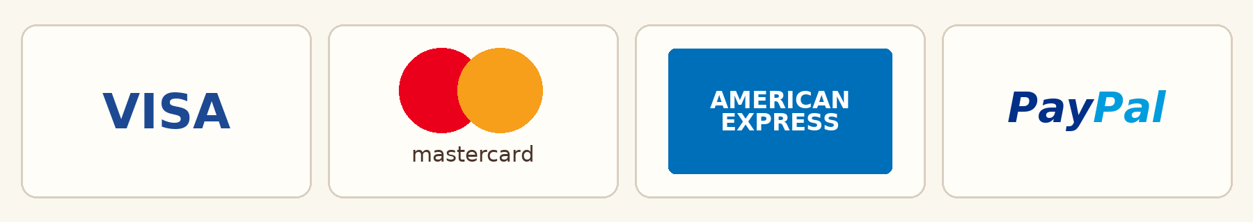 Métodos de pago compatibles con Hotmart: Visa, Mastercard, American Express y PayPal